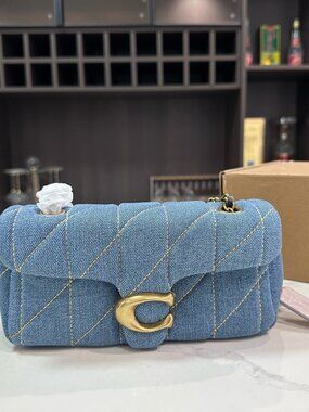 Coach Quilted Tabby 26 Medium Denim Shoulder Bag